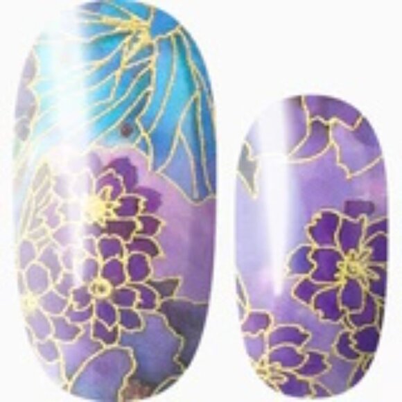 3 for 15 - LILY & FOX - GARDENS OF GOLD Nail Stickers Wrap Strips Pastel Floral - Picture 1 of 9